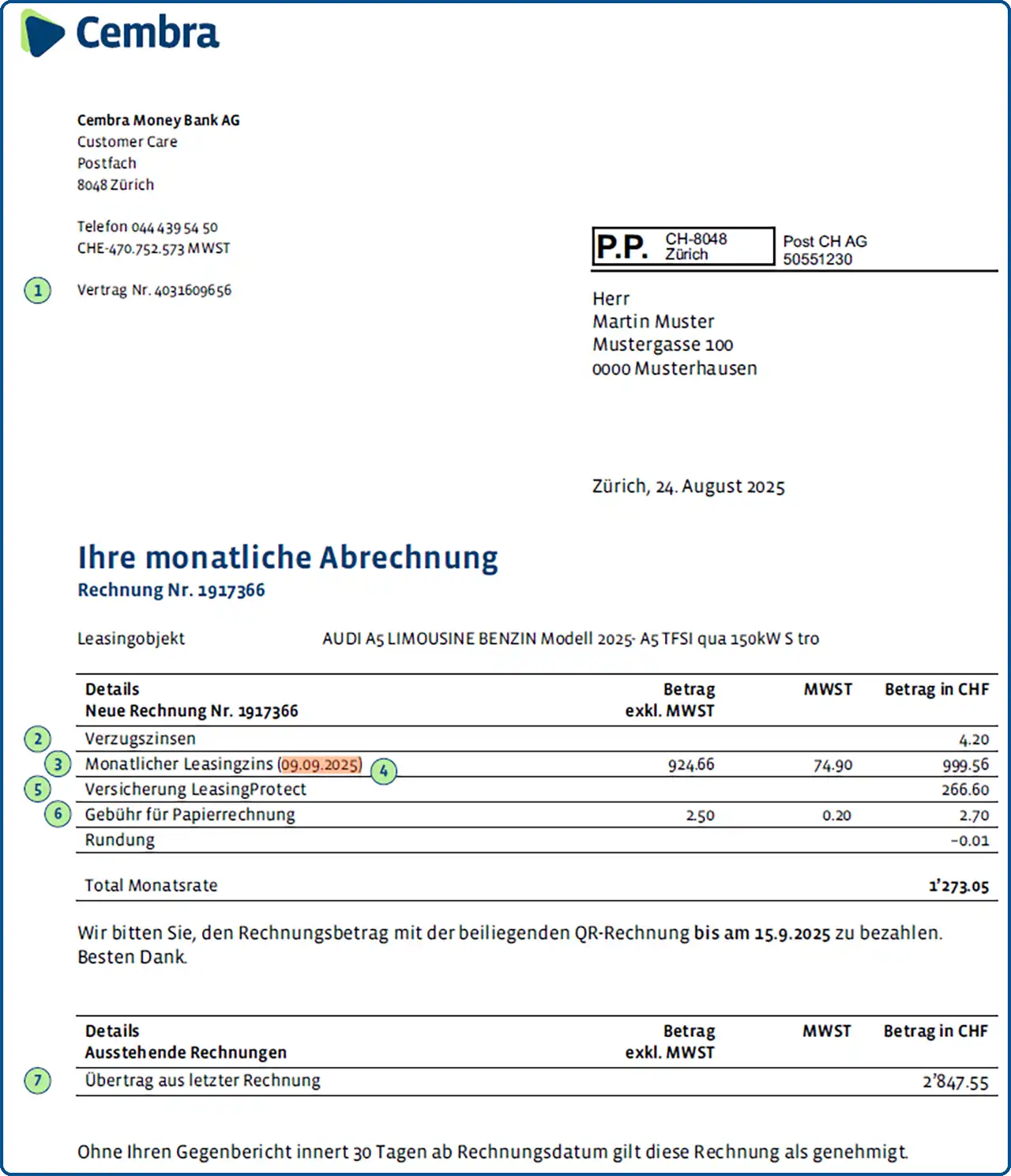 Ihre Monatsrechnung