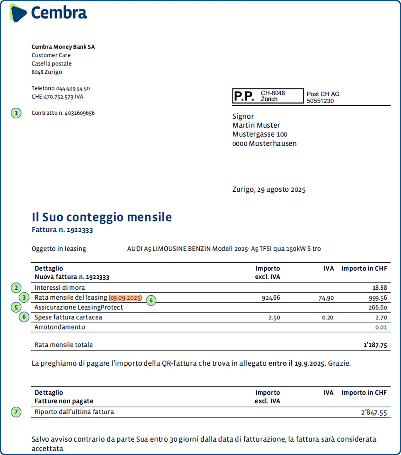 La sua fattura mensile