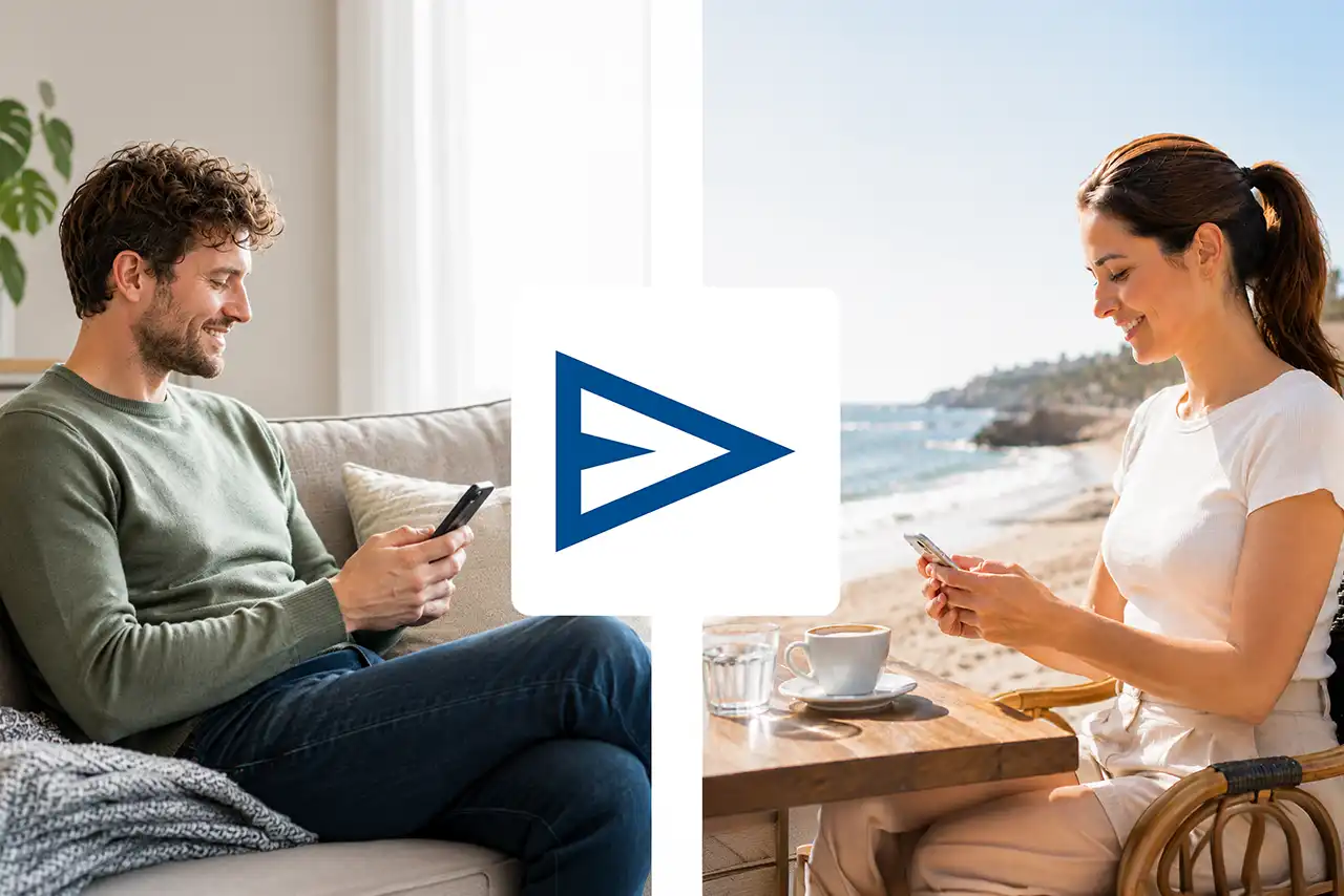 A man and a woman with a smartphone.